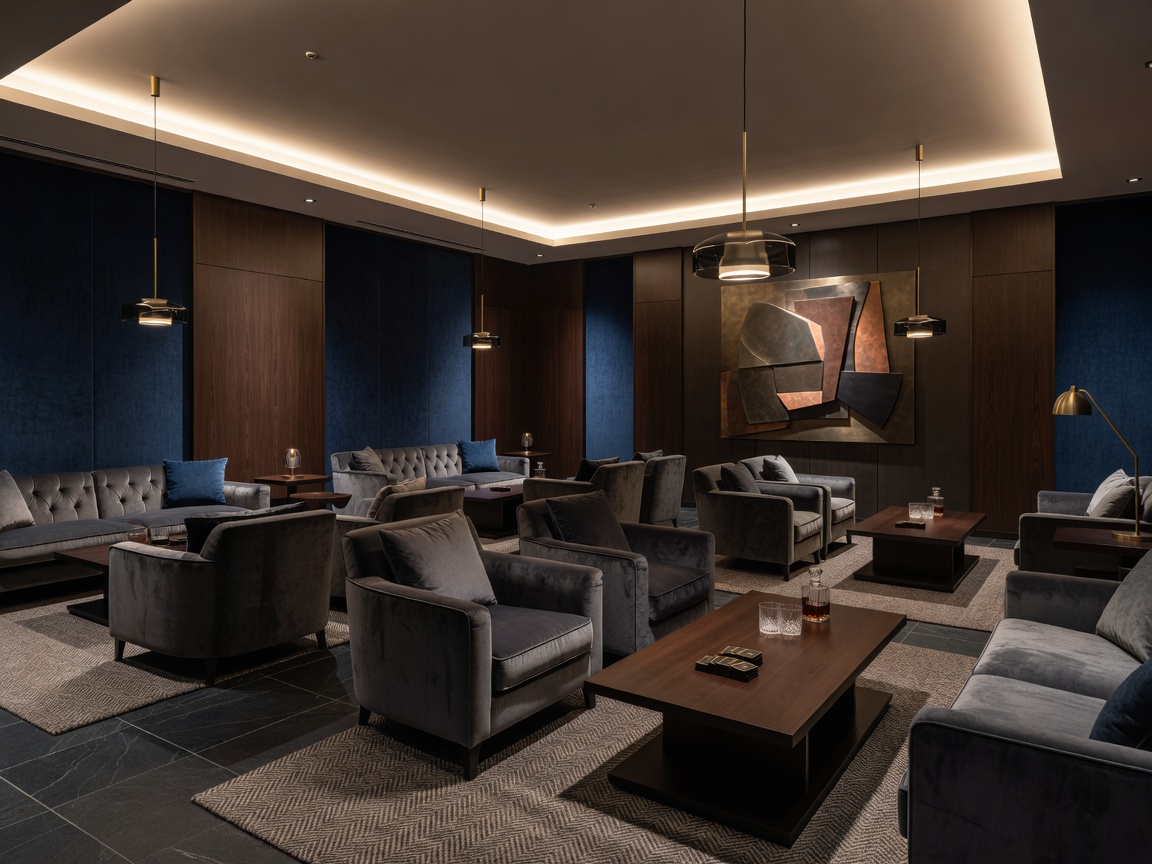 Modern premium card lounge interior with elegant lighting